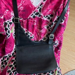 Vintage Coach Bag Vintage 9404 Utility Flap Slim Crossbody Black Leather Hippie